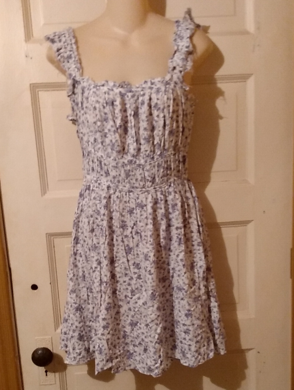 Shabby Chic Traditional Blue Cornflower Peasant Dress Milkmaid